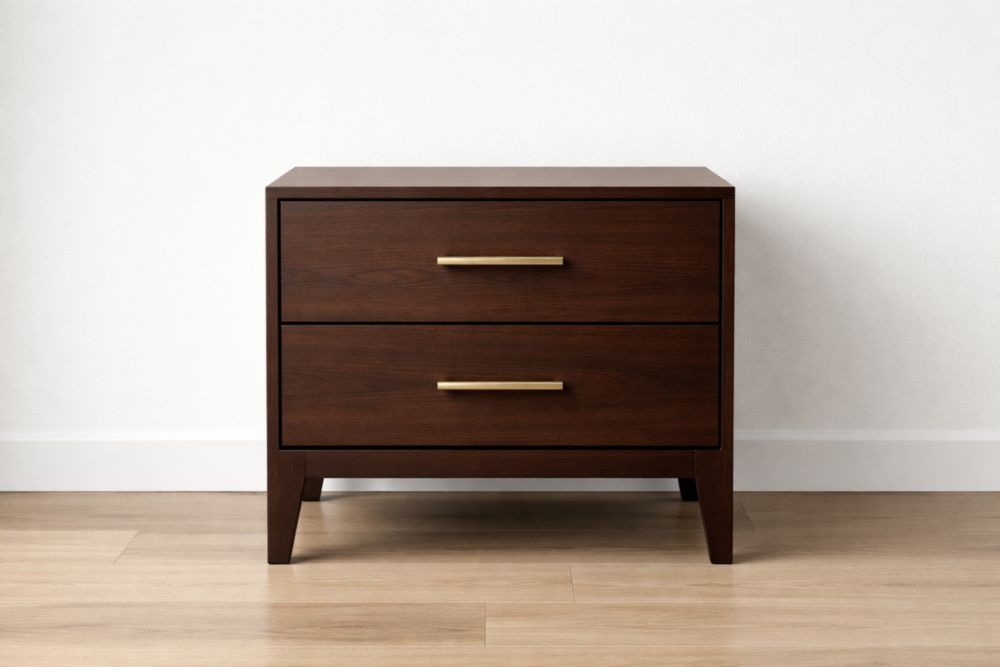 Comodino in Legno di Noce con Due Cassetti 60x40x50 cm(L x P x H)