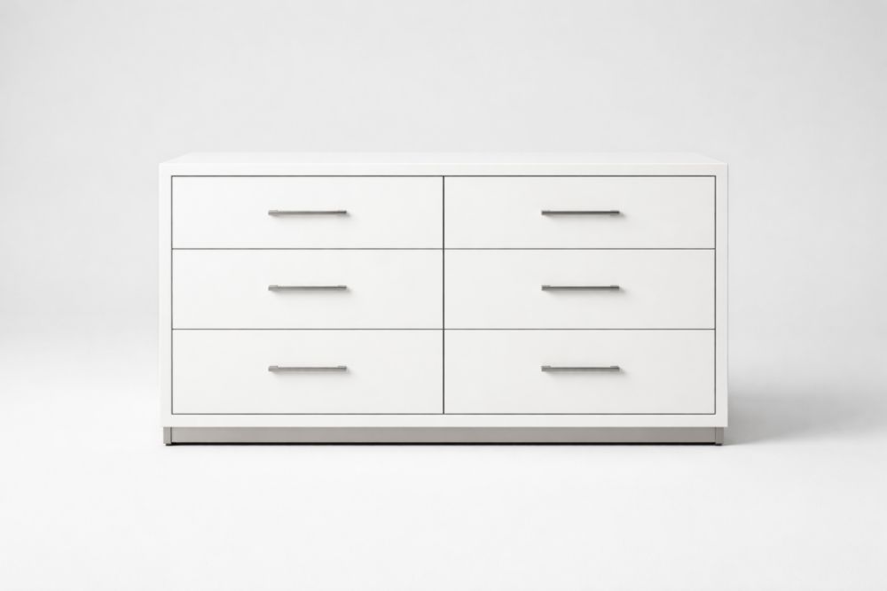 Cassettiera in MDF bianco con 6 cassetti