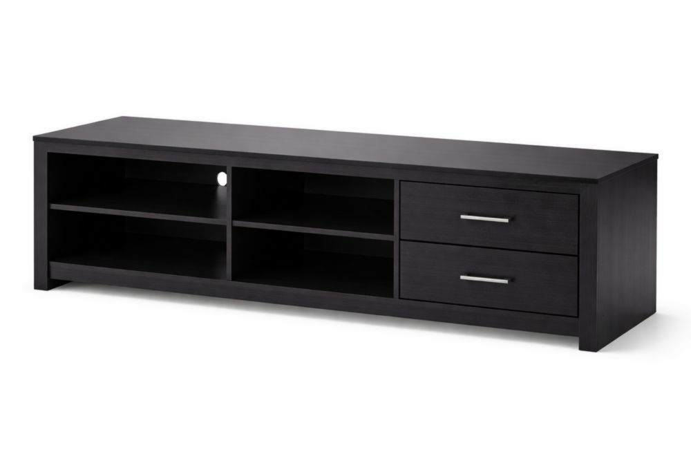 Mobile TV in legno MDF nero con cassetti e ripiani