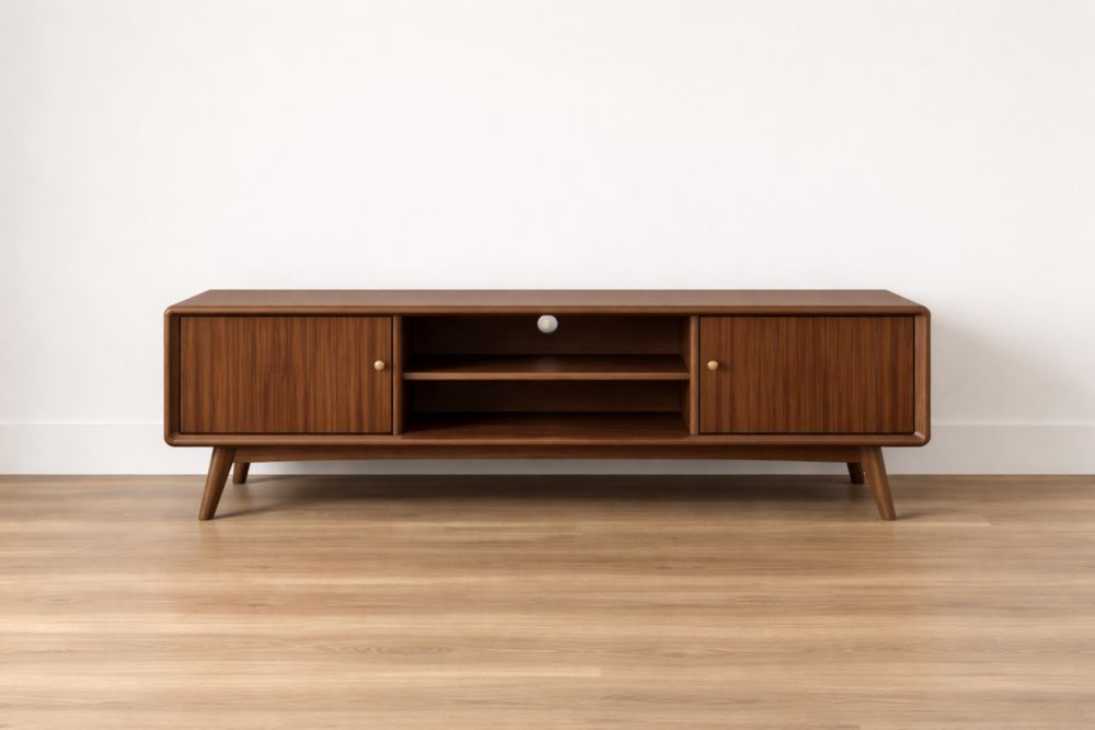 Mobile TV in Legno di Noce con Mensola e Sportelli 150x40x50 cm(Lu x L x H)