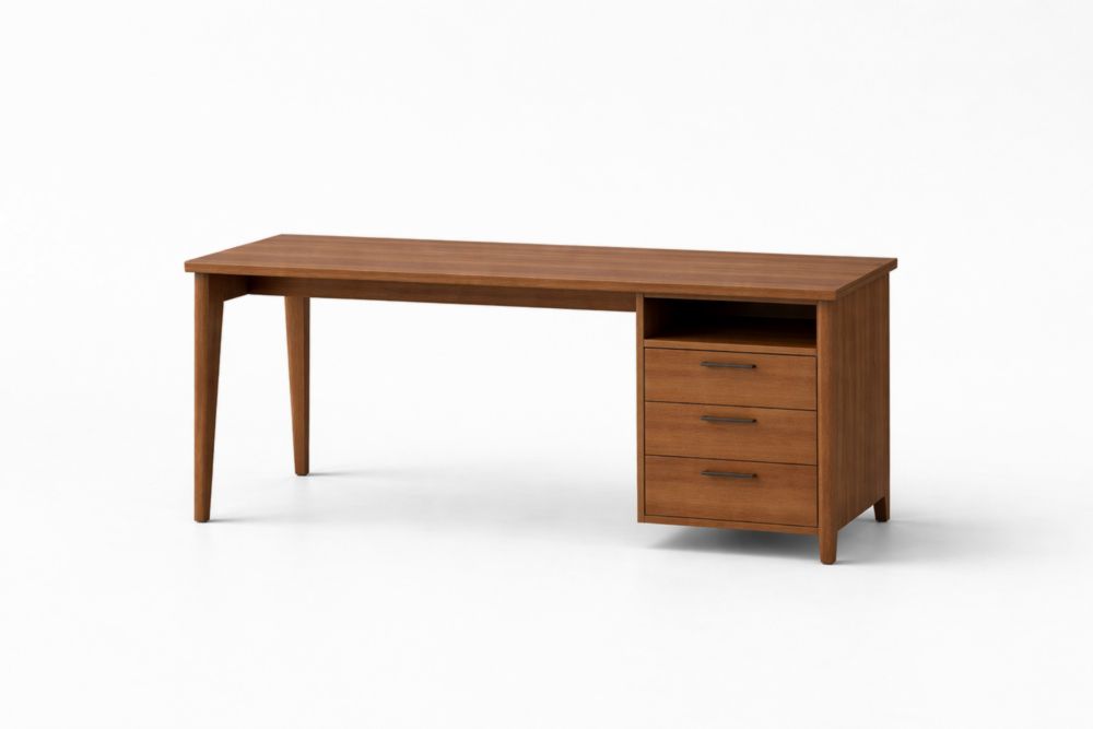 Scrivania in Legno Massello con Cassetti Marrone