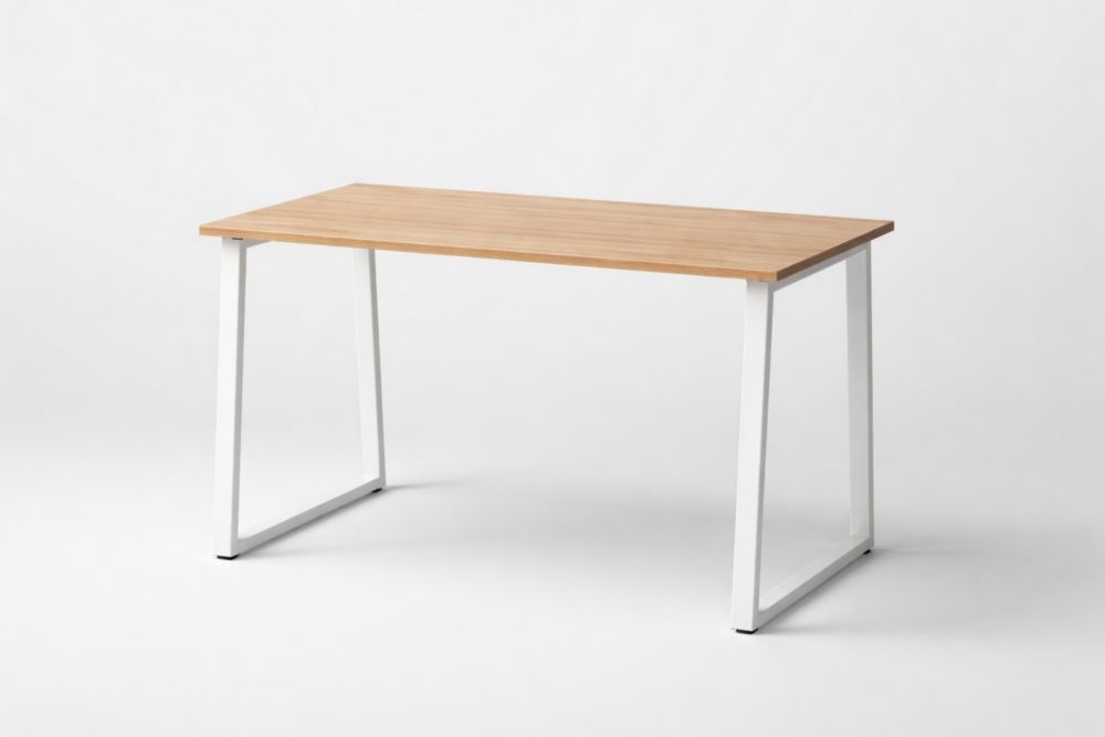 Scrivania in legno massello laminato e acciaio bianco120x60x75 cm(Lu x L x H)