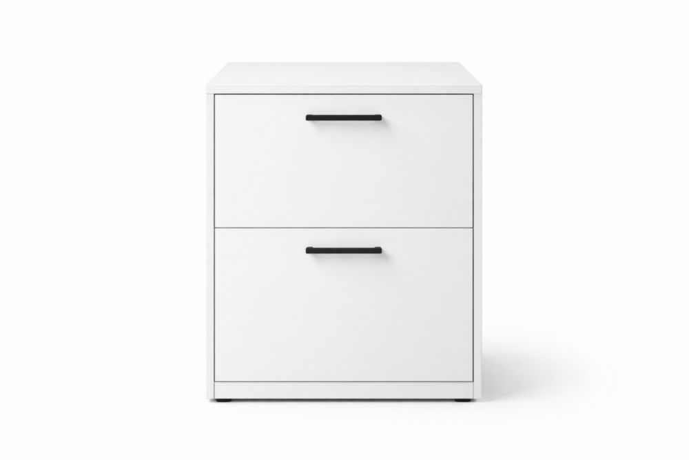 Comodino con due cassetti in MDF e maniglie in acciaio