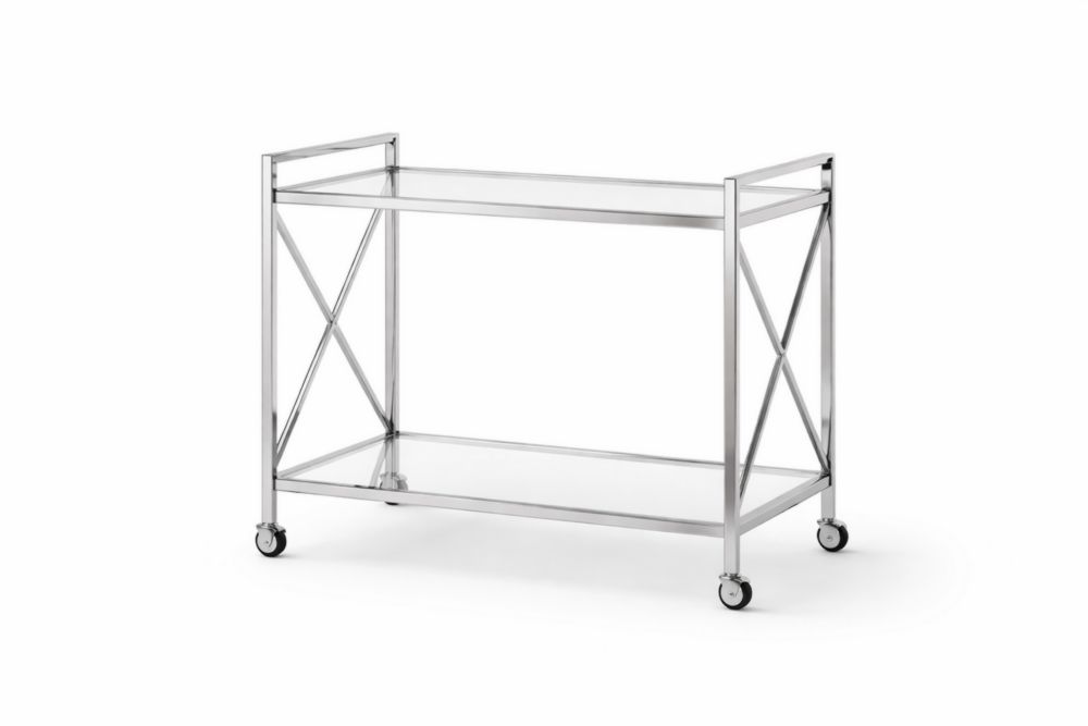 Carrello bar in acciaio con ripiani in vetro temperato