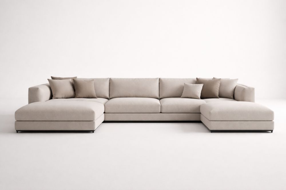 Divano angolare modulare in tessuto Beige