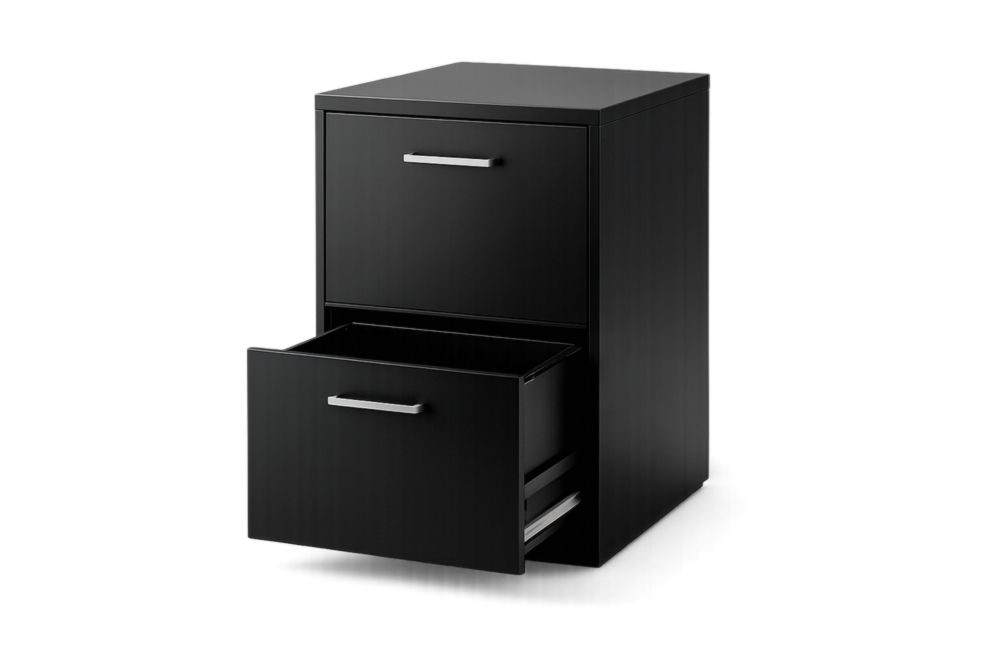 Cassettiera per ufficio a 2 cassetti in legno MDF composito Nero