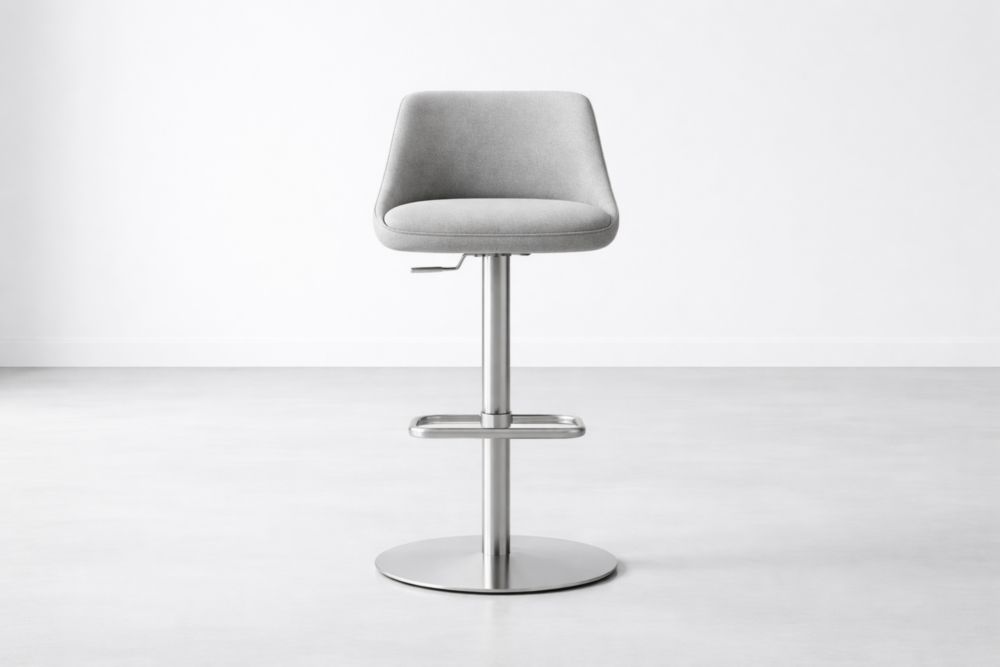 Sgabello da Bar Girevole Regolabile in Altezza Tessuto Grigio Acciaio