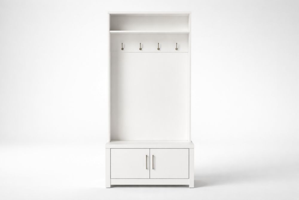 Appendiabiti con ripiano in legno MDF ingegnerizzato bianco 180x80x40 cm(H x L x P)