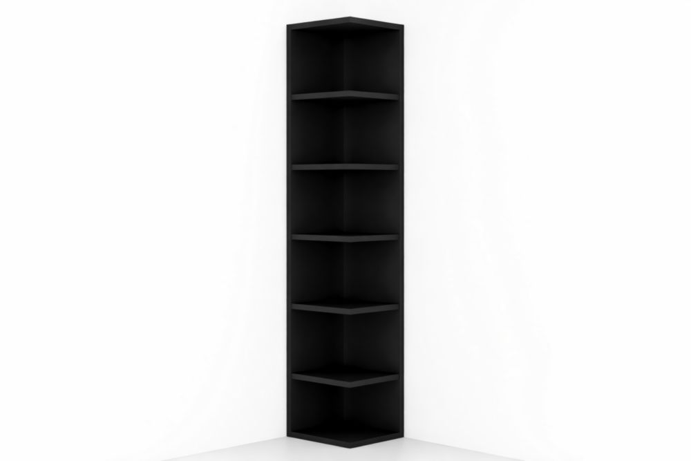 Libreria angolare in legno nero a 6 ripiani altezza 180 cm