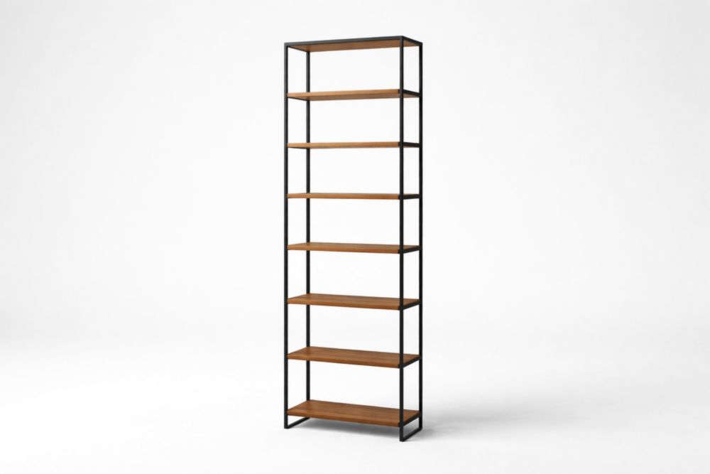 Librerie in legno e acciaio nero 200x80x30 cm(H x L x P)