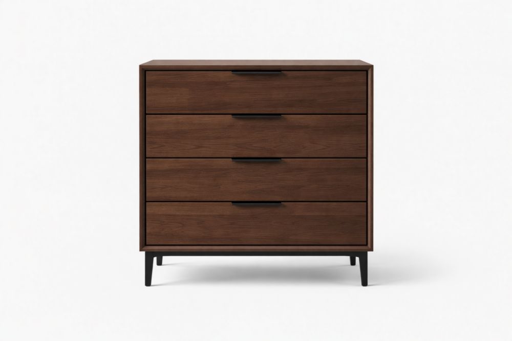 Cassettiera in Legno di Noce 4 Cassetti Marrone 80x40x100 cm(Lu x L x H)