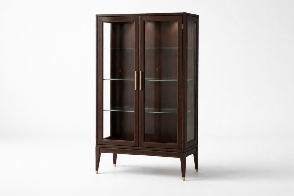 Vetrina in Legno Massello con Ante in Vetro