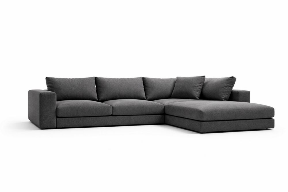 Divano angolare in tessuto grigio
