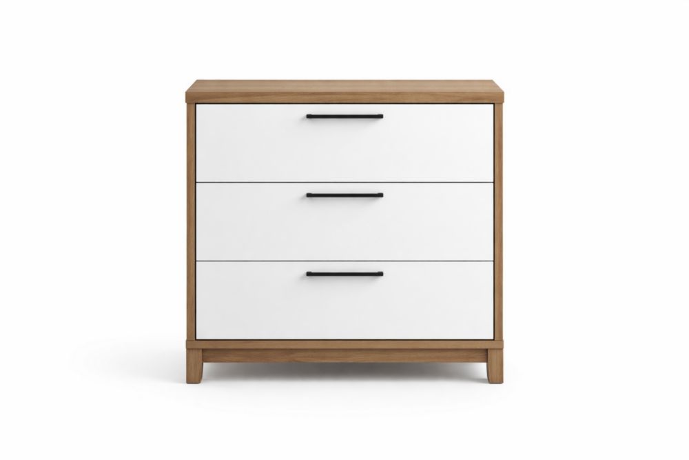 Cassettiera in MDF Bianco con 3 Cassetti