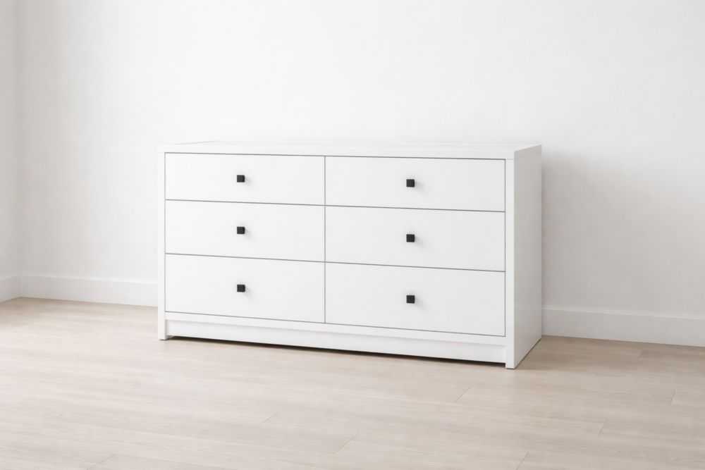 Cassettiera 6 cassetti MDF Bianco 120x75x40cm-Stylorano