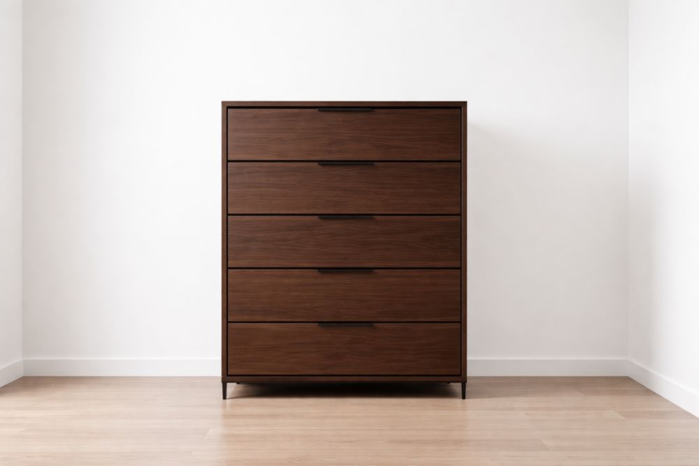 Cassettiera Legno Massello Marrone 5 Cassetti-Stylorano