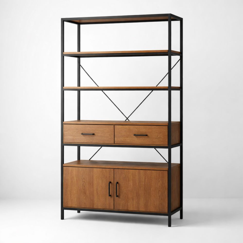 Libreria in Metallo e Legno con Cassetti e Ante-Easelivon