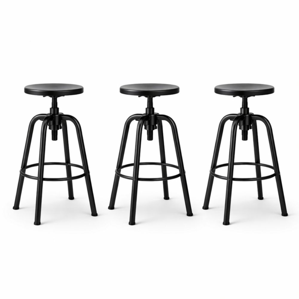 Set di 3 sgabelli in metallo nero regolabili-Easelivon