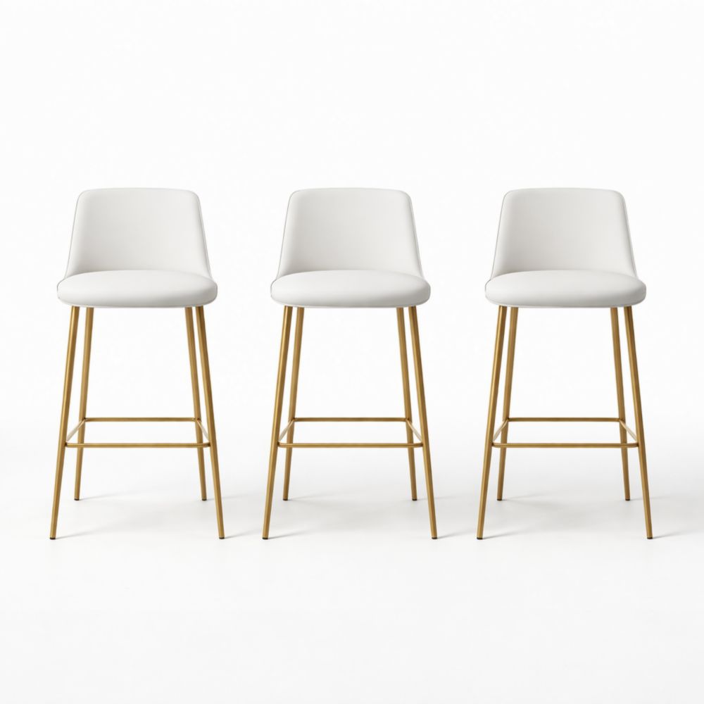 Set di 3 sgabelli con seduta in similpelle e gambe in metallo-Easelivon