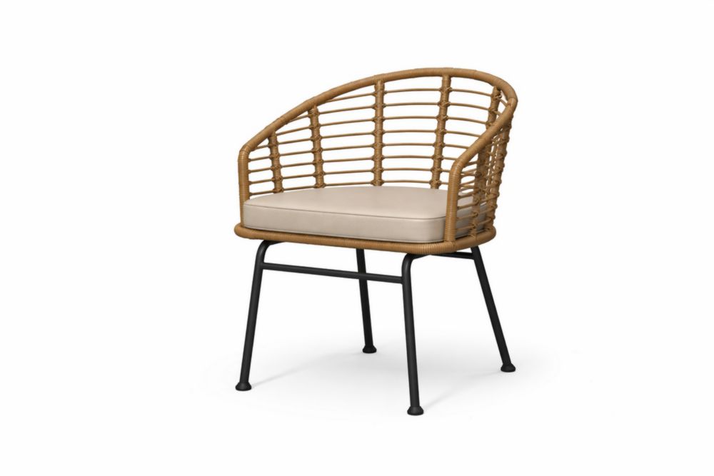 Chaise en rotin avec cadre en acier noir