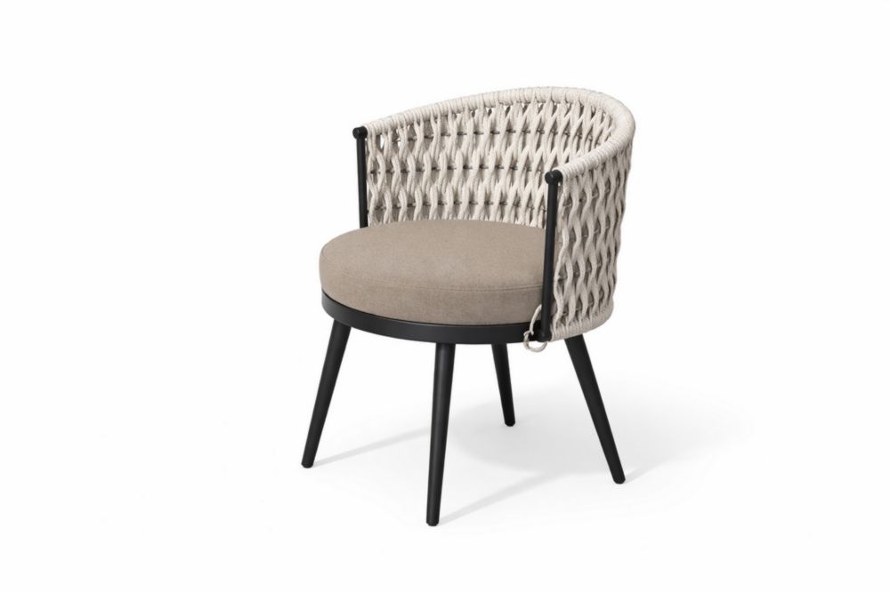 Chaise d'extérieur ronde en aluminium et tissu acrylique