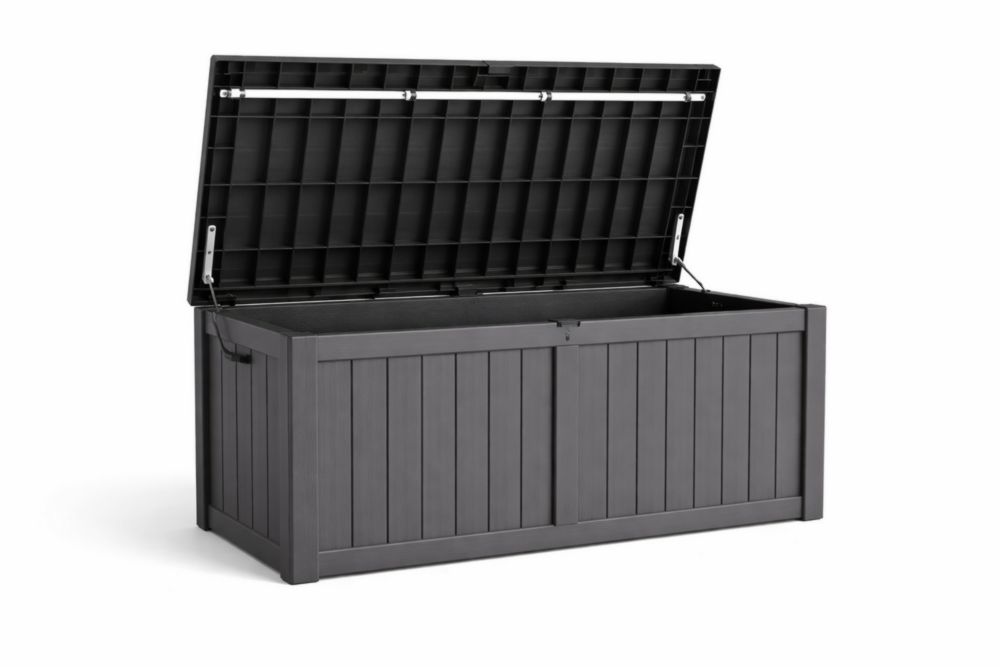 Coffre de rangement extérieur en plastique anthracite 120 x 55 x 60 cm
