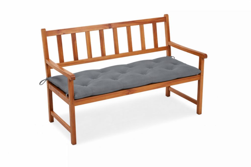 Banc de jardin en bois d'acacia avec coussin en polyester gris