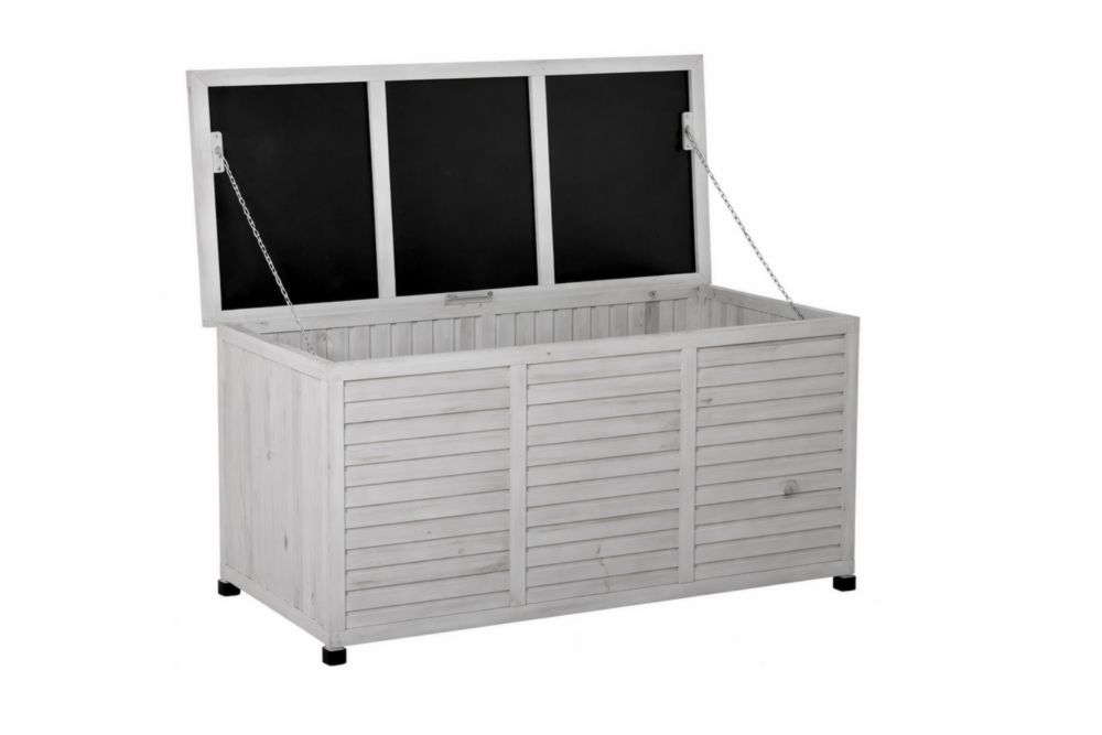 Coffre de rangement en bois massif blanc 120x45x60 cm