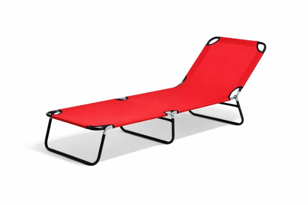Chaise longue extérieure acier et polyester Rouge