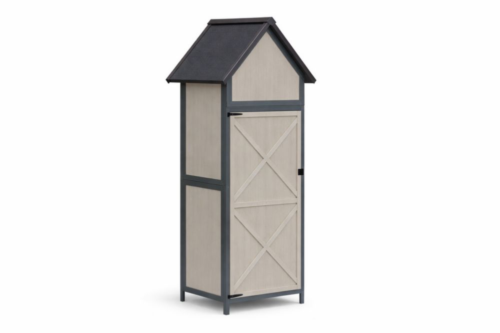 Armoire de rangement extérieure en bois composite avec toit pentu