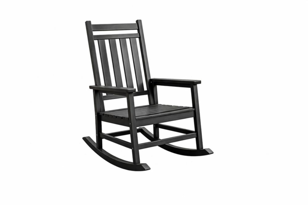 Chaise berçante en bois massif noir