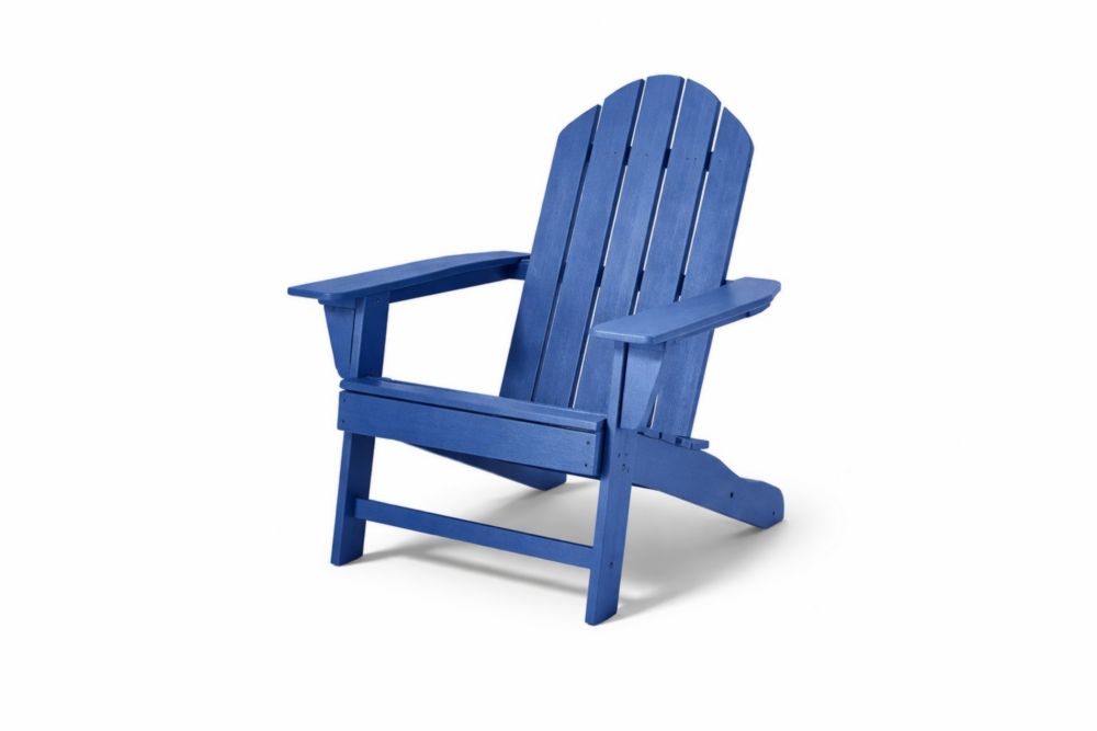 Chaise Adirondack en plastique recyclé bleu, 90 x 80 x 90 cm