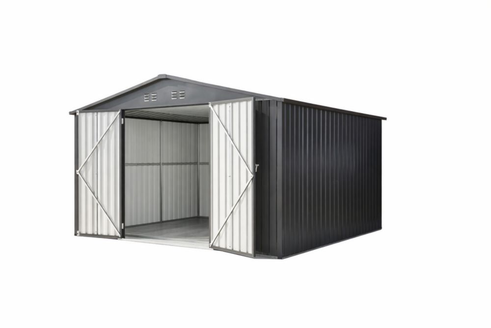 Abri de Jardin en Acier Galvanisé 3,5 x 6 x 2 m Gris/Noir