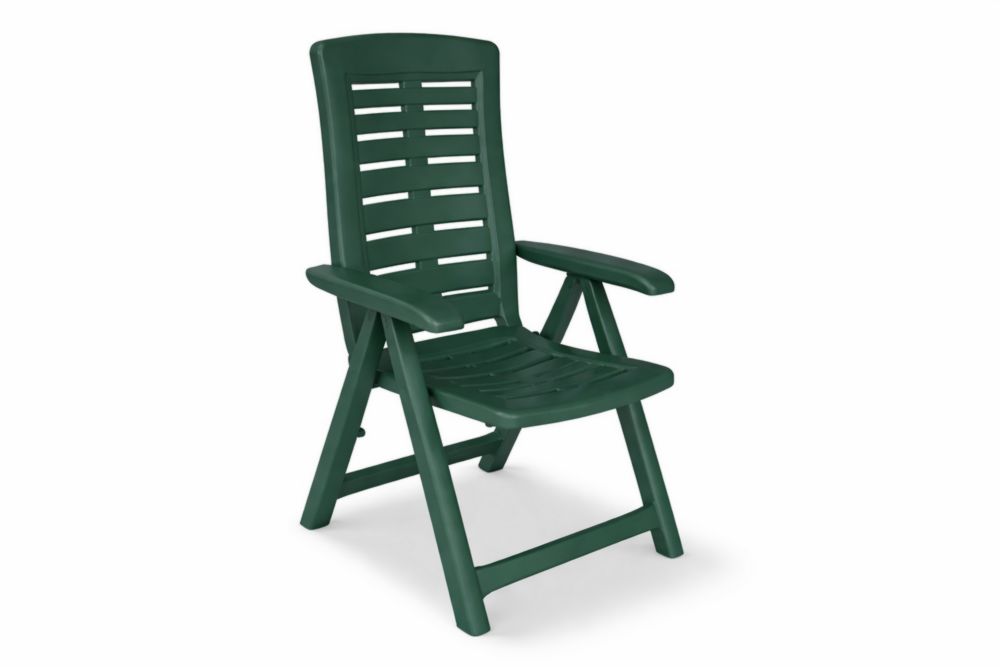 Chaise de jardin pliante réglable en plastique vert