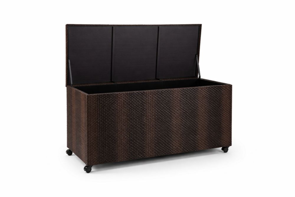 Coffre de Rangement Extérieur Réctangulaire en Résine Tressée Marron