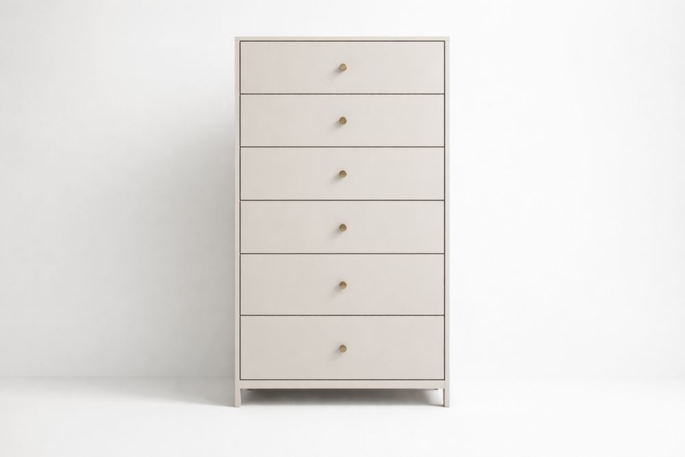 Cassettiera a 6 cassetti in legno MDF crema-Arclivano