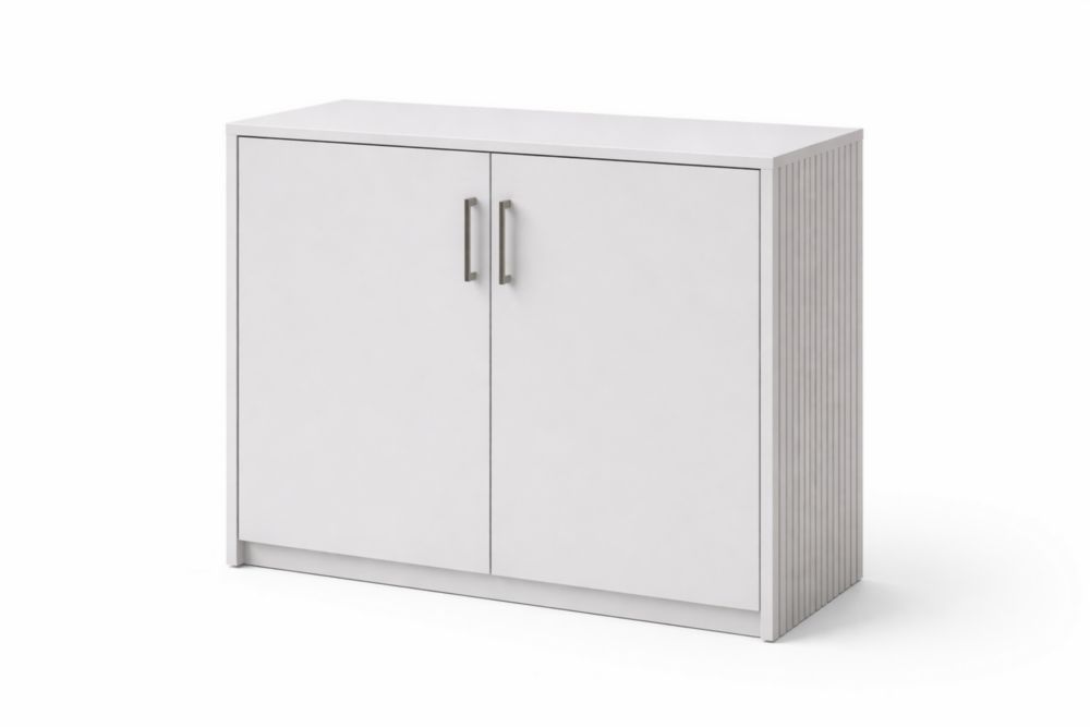 Mobili Contenitore a Doppia Anta in MDF Bianco 80x40x75 cm(Lu x L x H)-Arclivano
