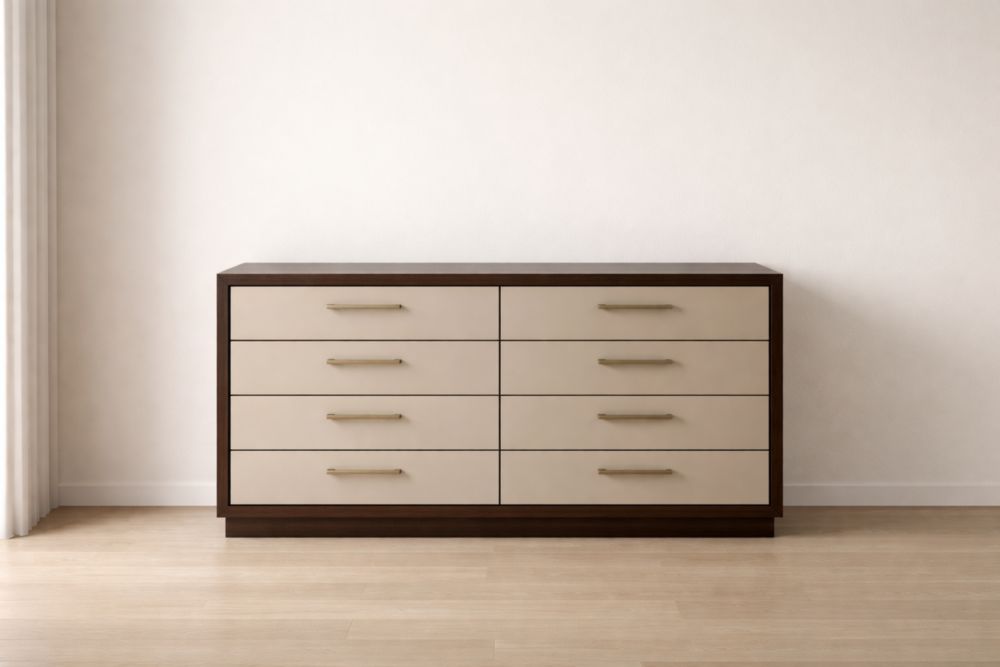 Cassettiera in legno con 8 cassetti Marrone/Beige