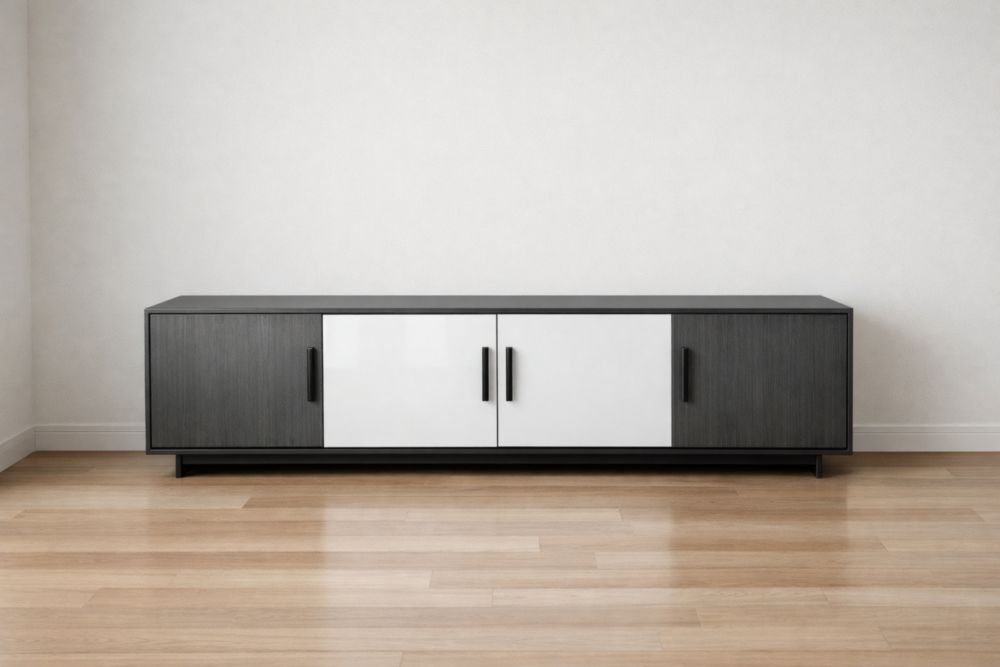 Mobile TV in Melaminico Grigio e Bianco 180x40x50 cm