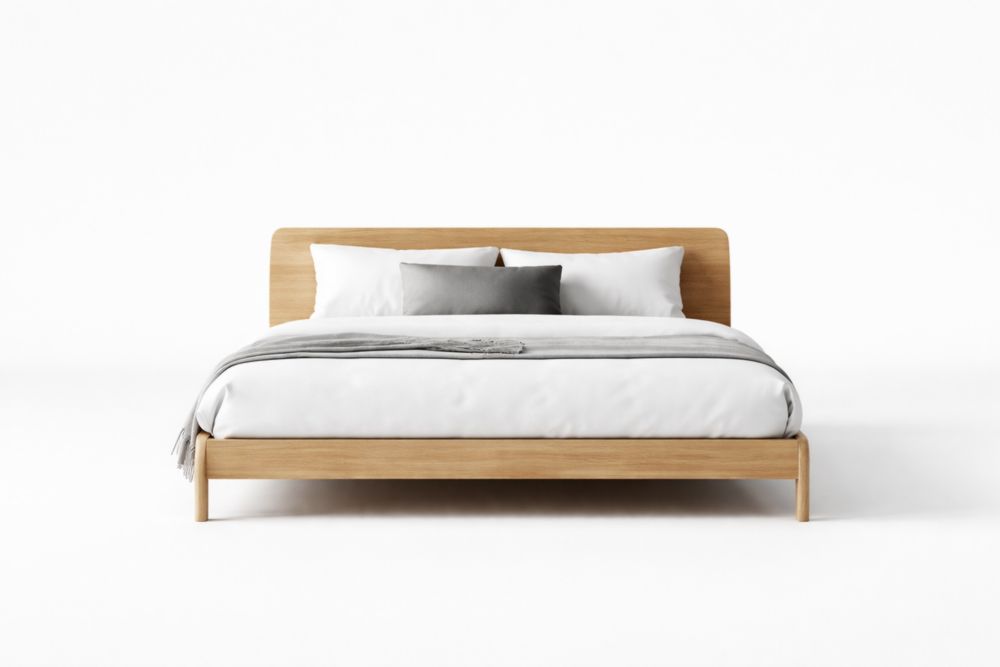 Letto Matrimoniale in Legno di quercia 200 cm x 160 x 35 cm Naturale