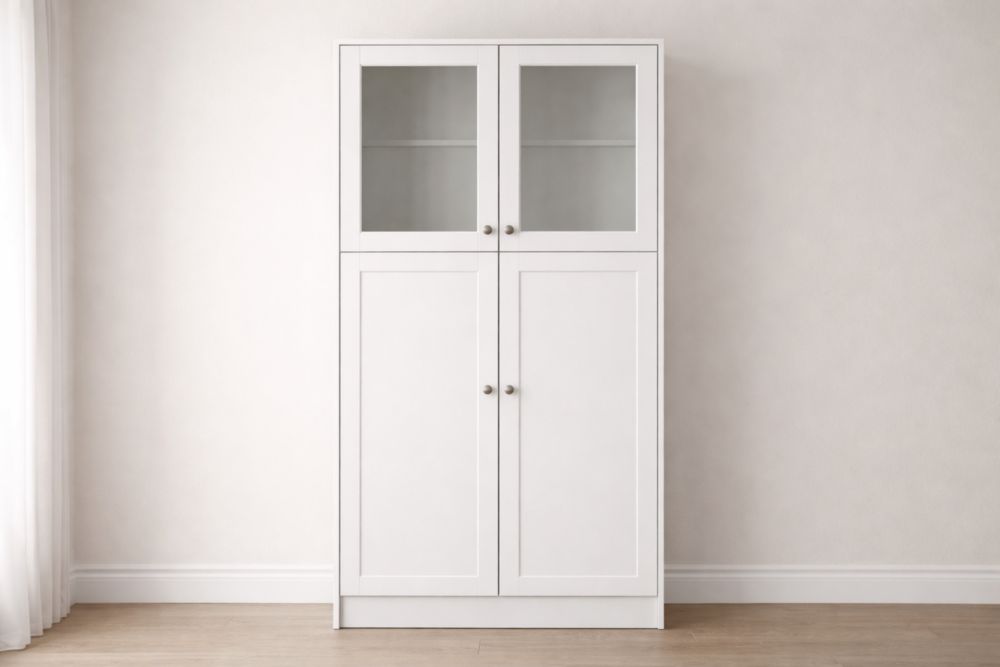 Mobili contenitori a Vetrina Bianco con Porte in Vetro Temperato