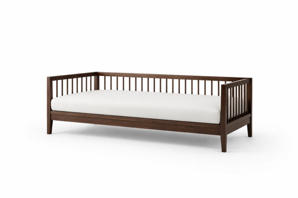 Divano letto in legno massello con materasso bianco 200x90x80 cm