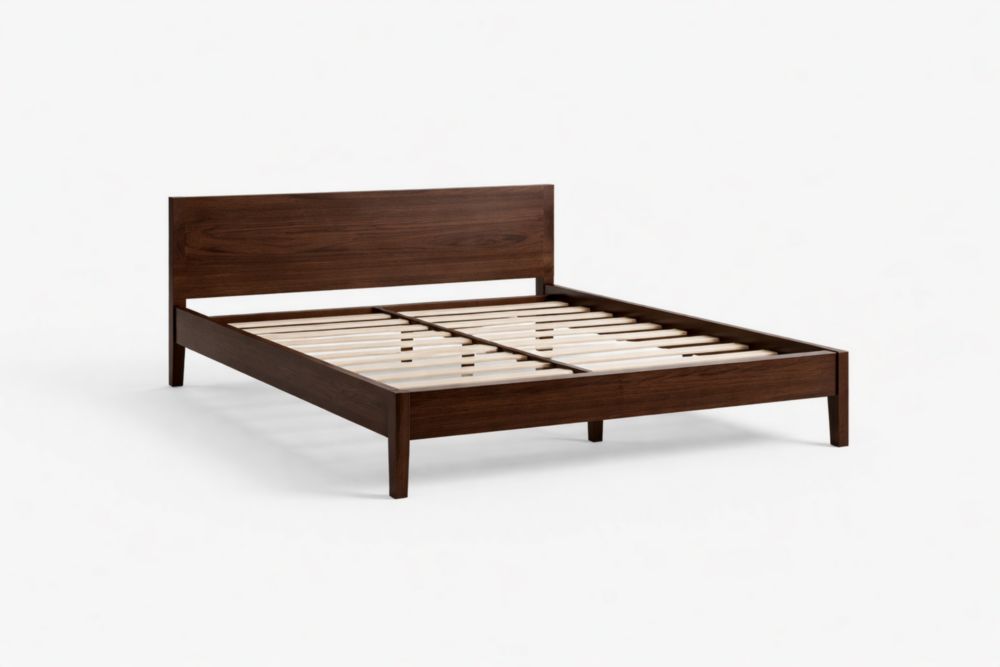 Letto matrimoniale in legno noce 200x160 cm Marrone scuro