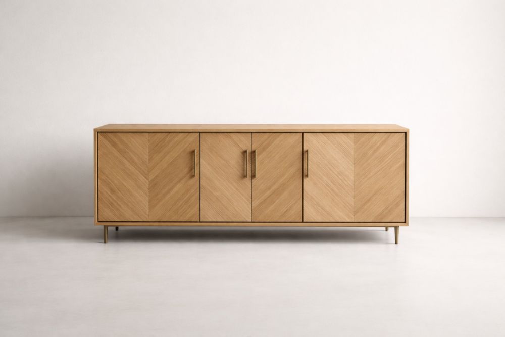 Credenza in Legno di Quercia con Ante a Battente 200x40x80 cm Naturale