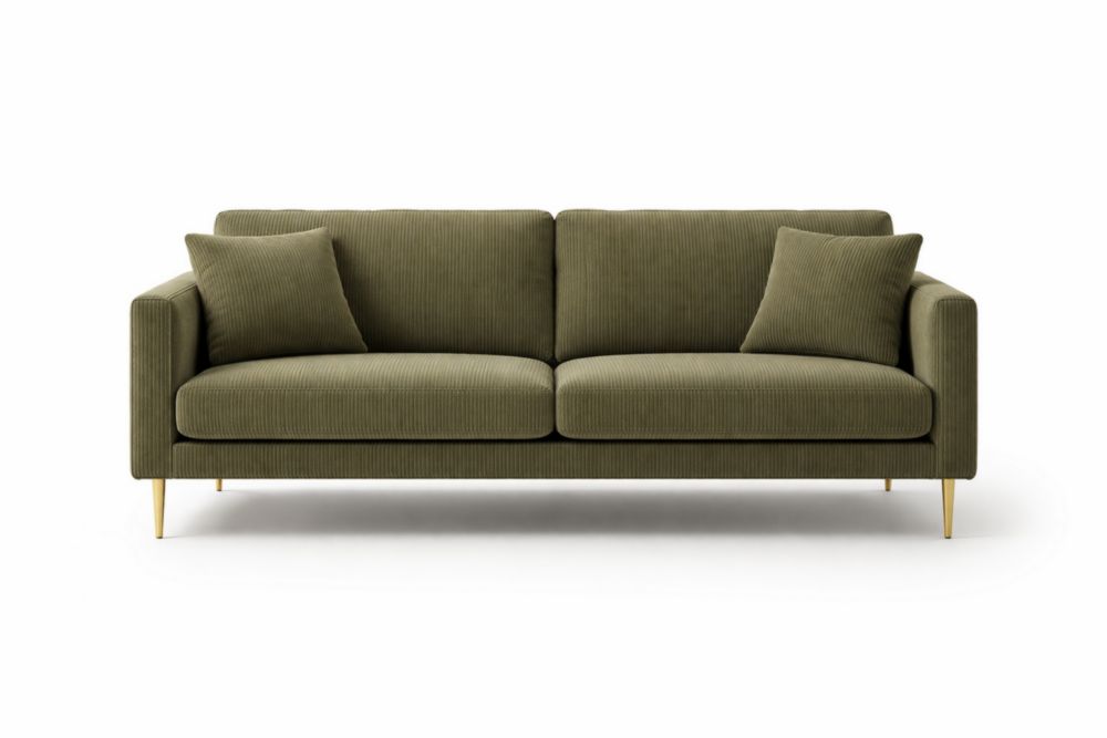 Divano a 2 Posti in Velluto con Gambe in Alluminio