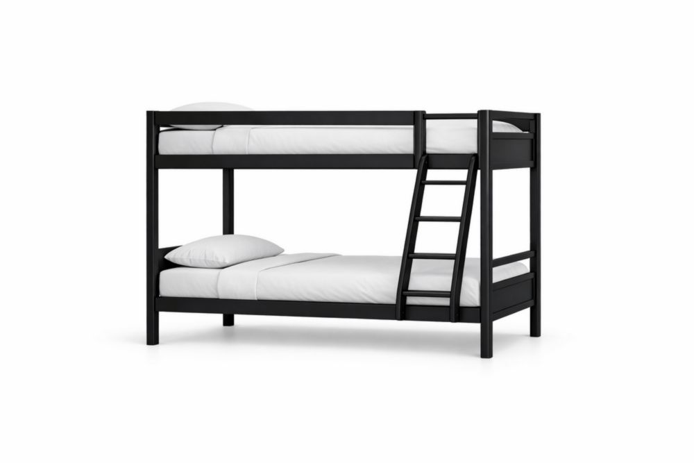 Letto a Castello in Alluminio Nero con Scaletta 200x90x160 cm