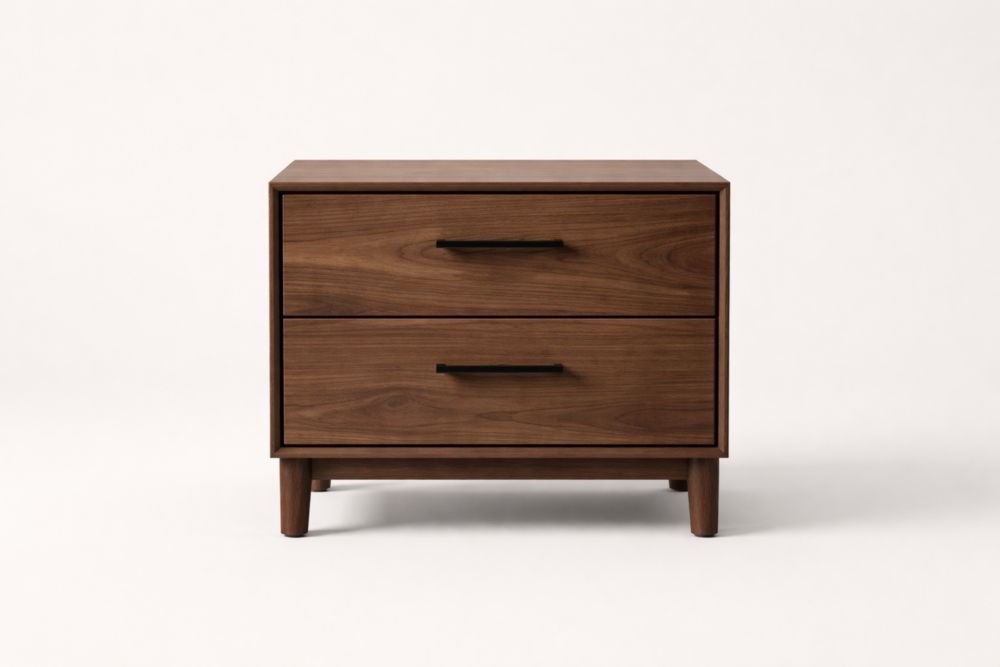 Comodino in Legno di Noce con 2 Cassetti 60x40x50 cm