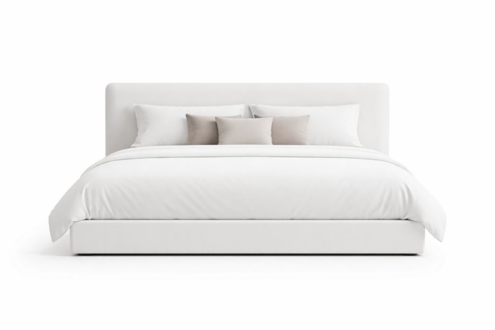 Letto matrimoniale in tessuto bianco con cuscini inclusi 200x160x100 cm