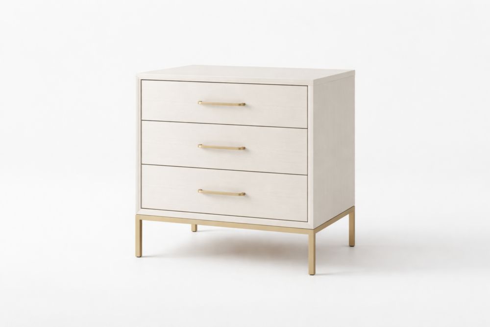 Cassettiera in MDF con Tre Cassetti e Maniglie in Alluminio