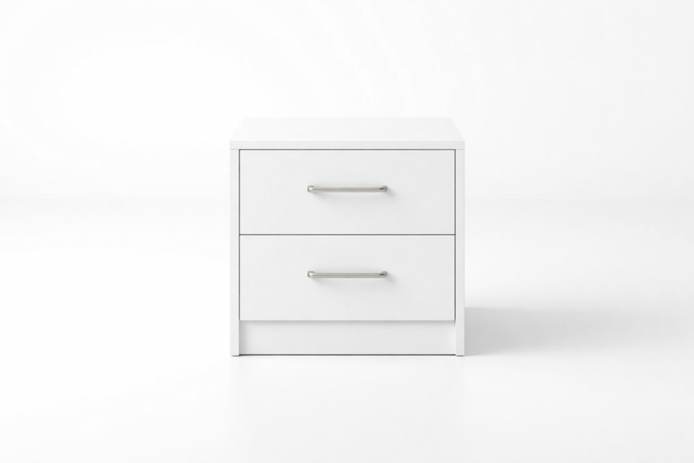 Comodino a Due Cassetti in MDF Bianco